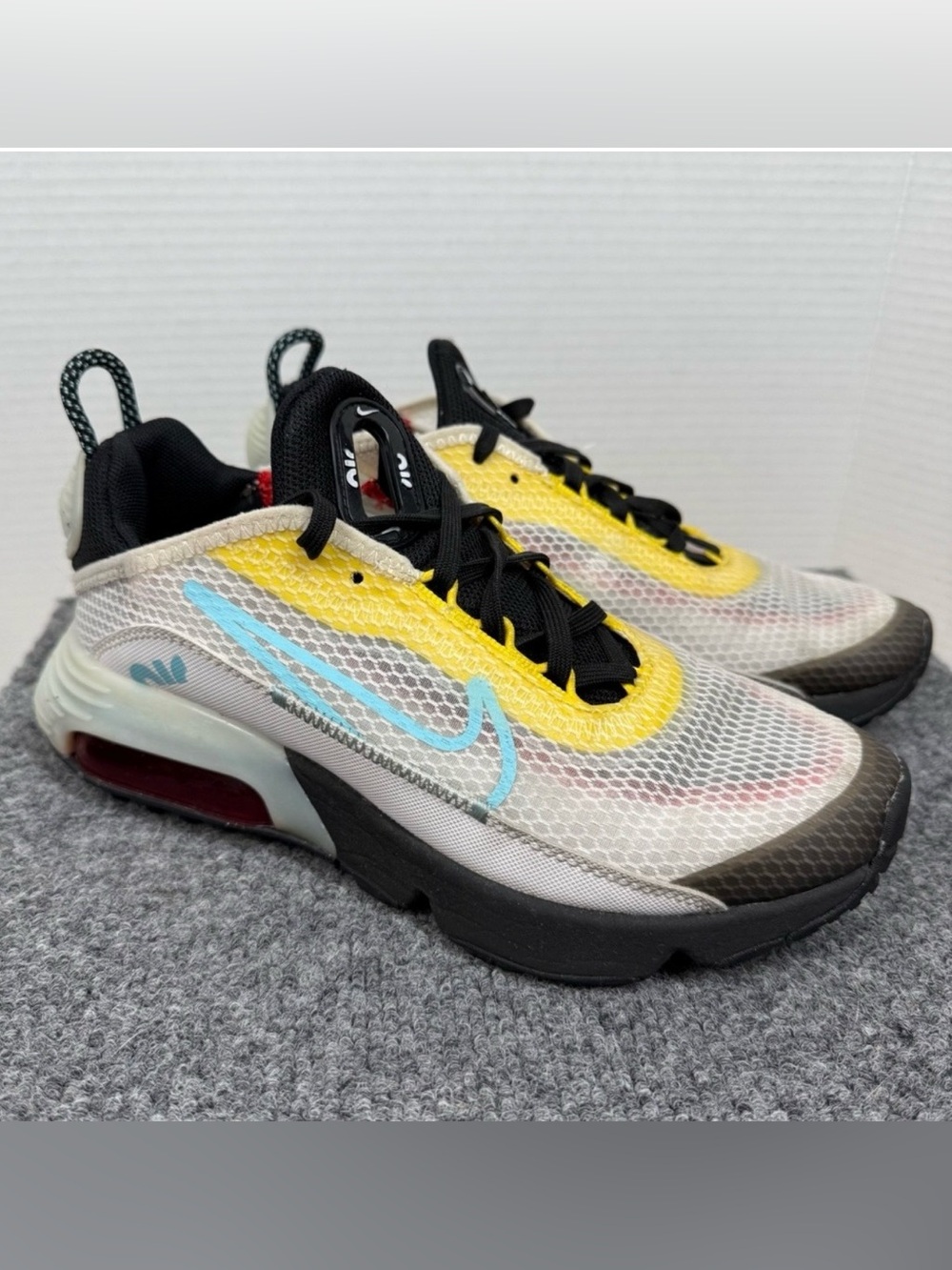 Nike Air Max 2090 GS 3.5Y Womens 5 White Yellow Teal CJ4066-103 Sneakers